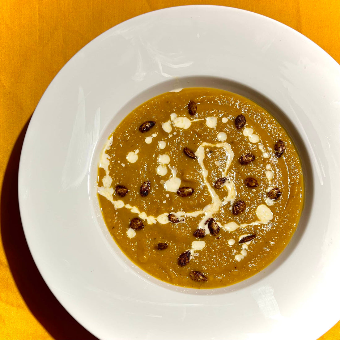Potage à la courge musquée, carottes et haricots Pinto